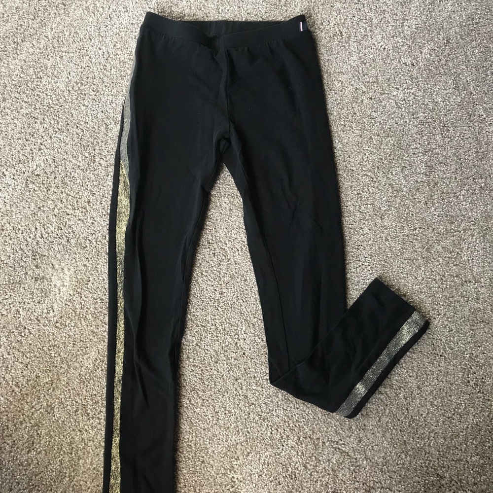 BLACK TOMMY HILFIGER w/ GOLD STRIPES LEGGINGS